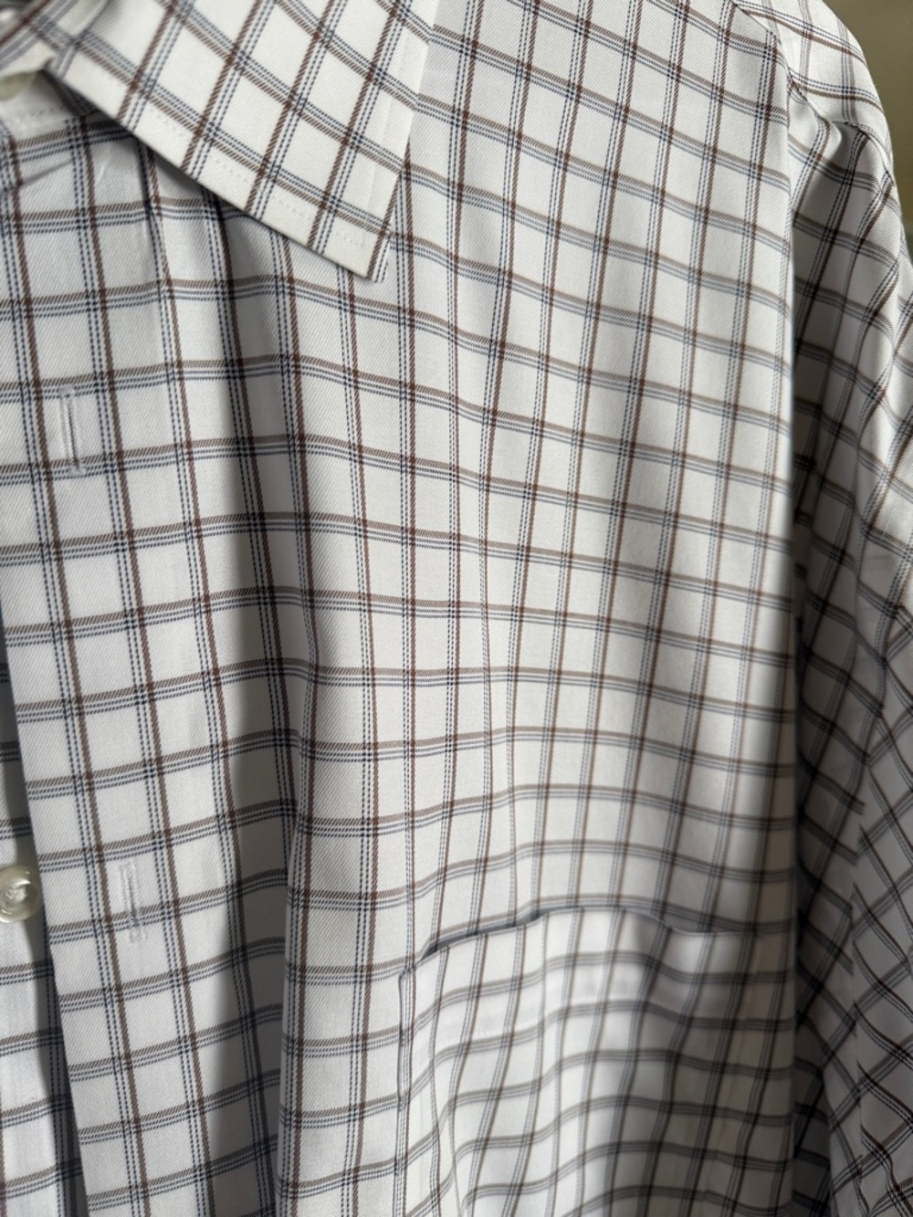 Joseph Abboud White Dress Shirt with Brown Windowpane Plaid 4X - Picture 5 of 5